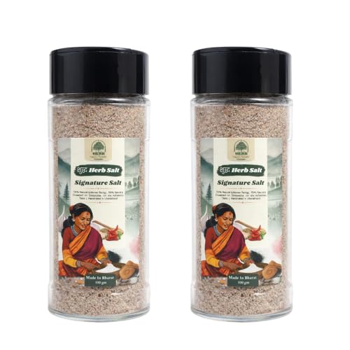 Image of Shuddhherb Signature Salt (200gm Pack of 2) Pahadi Chat Loon with Mint, Hing, Garlic & Himalayan Pink Salt, Anti-Inflammatory, Aids Digestion, Authentic Sil Batta Himalayan Blend