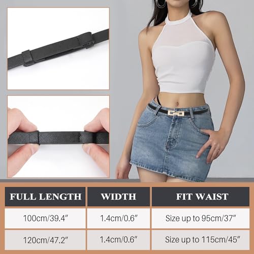 Women's Skinny Genuine Leather Belts Thin Waist Belt with Gold Buckle for Dresses4