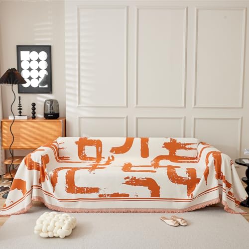 Couverture canapé chenille orange pour une ambiance cocooning salon et fauteuil 1 place - 2