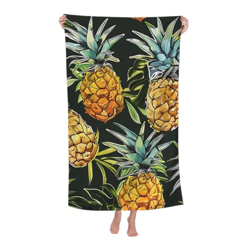 DCEHGEW Fashion Pineapples Printed Microfiber Bath Towels 32x52 Inch, Highly Absorbant Beach Towel Bath Sheets for Bathroom Travel Hotel Spa