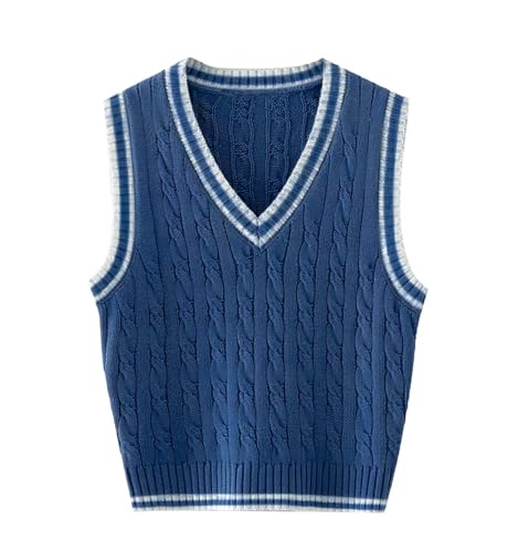 Image of Womens Sweater Vest Sleeveless Cotton Casual V Neck Pullover