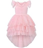 Girls Pink Polka Dot Dress - Lace Ruffle Velvet Hi-Lo Skirt With Long Sleeves