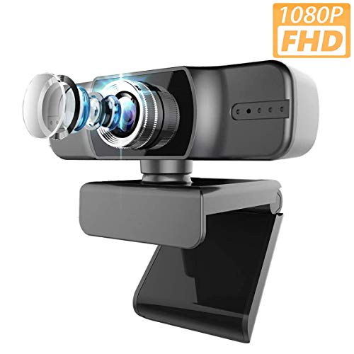 Webcam 1080P, Manual Focus Computer Cameras with Dual Microphones, Face Cam for Live