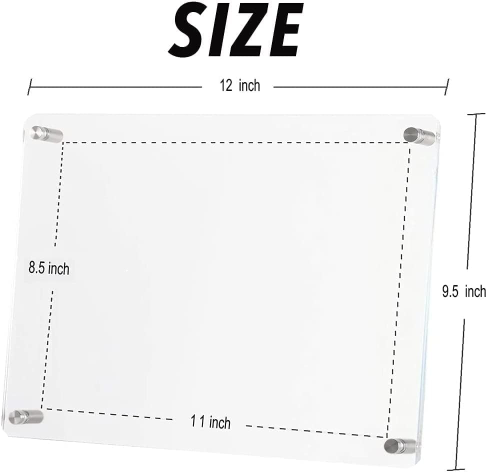 Miniatura 3 de Marco de fotos de 8.5 x 11 pulgadas, marcos de fotos flotantes de acrílico transparente para pared, grado, certificado, documento, marcos flotantes