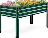 KING BIRD Large Raised Garden Bed with Legs Galvanized Elevated Planter Box 48×24×30 in for Backyard, Patio, Balcony, 400lb Capacity, Green