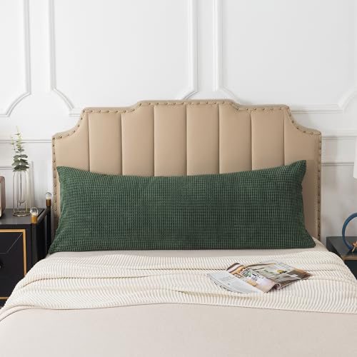 KAIANG Pack of 1 Corduroy Soft Soild Decorative Square Body Pillow Covers Set Cushion Cases Pillowcases for Sofa Bedroom 20 x 54 Inch 51 x 137 cm (Dark Green, Body Size)