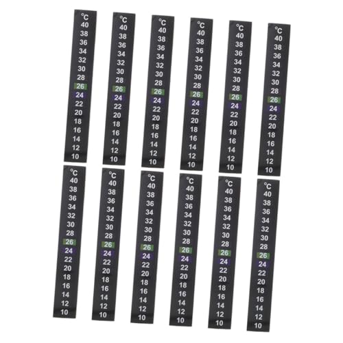 CIYODO 12pcs Digital Fish Tank Thermometer Sticker Strips Aquarium Thermometer Sticker Self-Adhesive Temperature Device