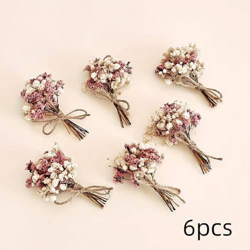Ramo de flores secas artificiales Babys Breath con tallos 9cm miniatura 7