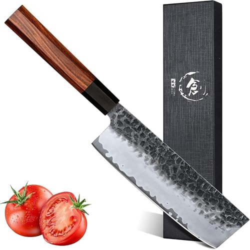 Dragon Creek 18cm Nakiri Küchenmesser, Professionelles Kochmesser, scharfes hochwertiges Sushi Messer,Holzgriff mit Geschenkbox, asia messer für...