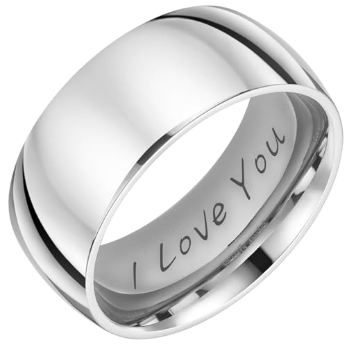 Willis Judd Engraved I Love You 8mm Titanium Ring Wedding Ring For Men In Wooden Box Polished Finish Comfort Fit Size Z+6
