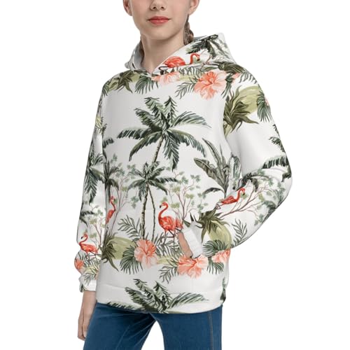 Flamingo Palm Trees Kid Hoodies Boys Sweatshirts Girls Pullover with Pocket2