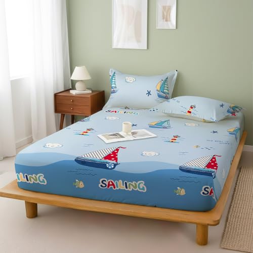 Image of Weave & Decor Printed Kids Bedsheet Double Bed 72x72x8 Inches, Wrinkle-Free with 2 Pillow Covers 20x30 Inch
