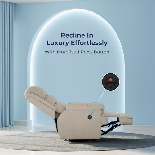 Image of The Sleep Company Luxe Motorised Recliner Sofa | Patented SmartGRID Technology | German Engineered Mechanism | 1 Seater - Superior Seat Comfort | Premium Upholstery | Beige | Free Installation