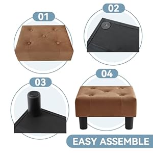 Poofzy small foot stool ottoman velvet ottoman foot rest with legs rectangle footstool ottomans for couch ottoman foot stools for living room entryway brown  urban country home decor