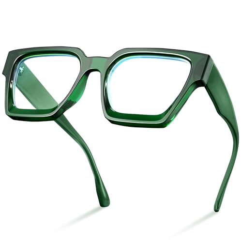 Image of livho Oversized Eyewear Frame for Woman and Men - Rectangle Fashion Glasses for Computer, Chic Preppy Frame