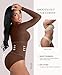 FeelinGirl Shapewear Bodysuit Fashion Long Sleeve Bodysuits Body Suit Tummy Control Tops Plus Size Dark Brown X-Large-XX-Large