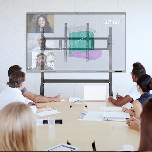 Image of Shiarffe Smart Board Stand for 55 inch- 86'' Interactive Whiteboard, Mobile Stand with Rolling Wheels for Smart Whiteboard, Fixed Frame