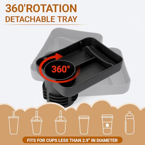 Image of Car Seat Cup Holder Snack Tray - Travel Tray for Kids Car Seat,Silicone Car Seat Cup Tray, Travel Tray for Car Seat with Expandable Base Fits Most Cup Holders