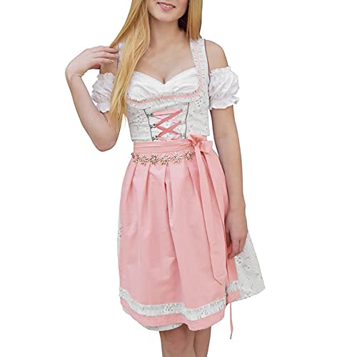 SKFLABOOF Dirndl Damen Dirdl Mini Grün Dirndel Modern Rosa Blusen Beige...