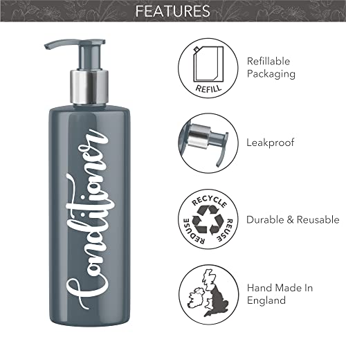 Print Maniacs 3 Set Mrs Hinch Inspired Grey Personalised 500ml Dispenser Pump Bottles Shampoo Conditioner Body Wash (White) - Image 4