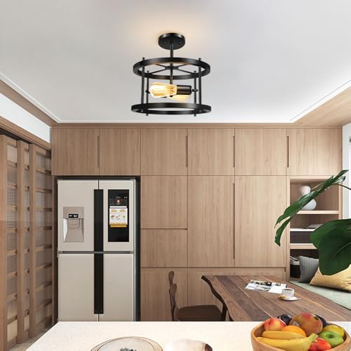 Lámpara industrial negra de techo tipo loft E27 para cocinas y dormitorios 7
