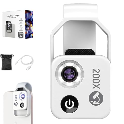 ナノズーム 200倍 iPhone用 Nanozoom 200倍拡大ズーム ナノズーム 顕微鏡レンズ iPhone用ナノズーム LEDライト/ユニバーサルクリップ付き(ホワイト)