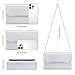 Larcenciel Clutch Purses for Women, Elegant Metallic Silver Evening Handbags w/Crystal Accent & Chain Straps, Fashion Vegan Leather Ladies Party Bags for Prom Wedding Cocktail Formal Events Nights Out
