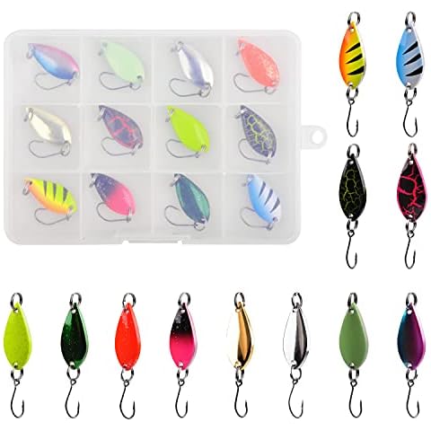 SHADDOCK 12pcs Trout Fishing Spoons Kit Cover
