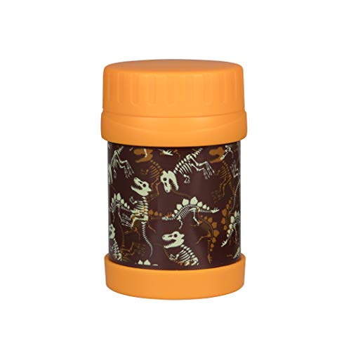 Bentology Stainless Steel Insulated Lunch 13oz Jar for Kids - Dinosaur Fossils - Large Leak-Proof Storage Jar for Hot Cold Food, Soups, Liquids - BPA Free - Fits Most Lunch Boxes and Bags