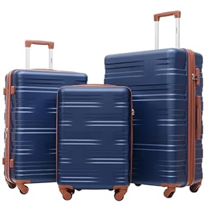 Merax Luggage Sets 3 Piece Expandable Hardshell Luggage with Spinner Wheels TSA Lock Suitcase Set(20/24/28,Navy Blue-3)