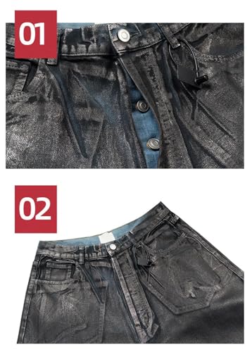 Mens High Street Straight Distressed Washed Denim Jeans2