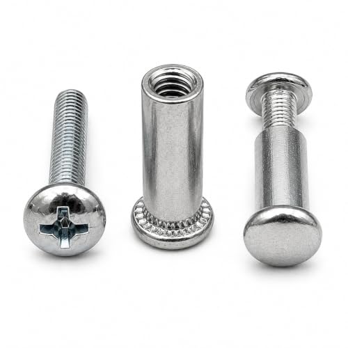Image of By VP INDUSTRIES (Combo -20 Pcs) M6x40 mm Pen Phillips Head Screw with Round Button Sleeve Nut | White Zinc Male-Female Connector for Woodworking, Electrical Fittings, DIY Projects & Industrial Use