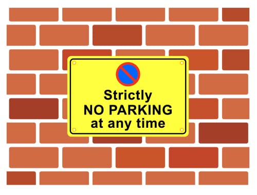 Pack of 2 reflective rigid plastic signs 300mm x 200mm x 3mm with rounded corners and eyelets - Strictly no parking at any time - Image 2