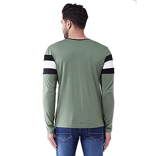 Image of GRITSTONES Men's Cotton Full Sleeve T Shirt | Casual Wear T-Shirts for Mens | Regular Fit Stylish T-Shirt for MensGSFS2509BLKNEOWHT