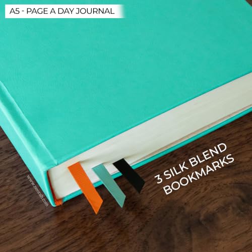 Image of NEORAH -A5 RULED | 368 Pages - 110 Gsm | PAGE A DAY JOURNAL (21x14.8 cm)-Hardcover RULED Notebook |Back Pocket|3 Silk Book Mark-Completely HANDMADE for Journaling,Note Taking- TEAL