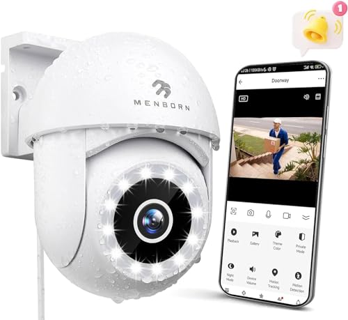 Caméra Surveillance WiFi Extérieure 2.5K, Camera Exterieur Mise à jour 360° avec Vision Nocturne Couleur, 2.4GHz Caméra IP avec Audio Bidirectionnel,...