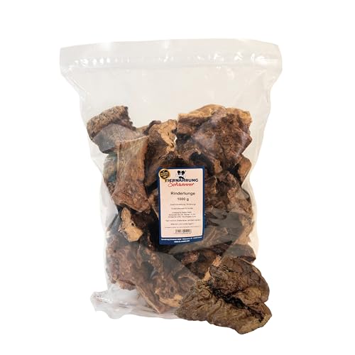 Tiernahrung Schwenner Rinderlunge getrocknet – Hundeleckerli aus Trockenfleisch, Hunde Snacks, Trainingsleckerli Hund, Kauartikel Hund groß & klein – 1000g