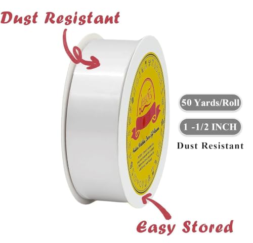 Image of Double Face Satin Ribbon 1-1 /2 inch X 50 Yards Polyester Off White Ribbon for Gift Wrapping Very Suitable for Weddings Party Invitation Decorations and More