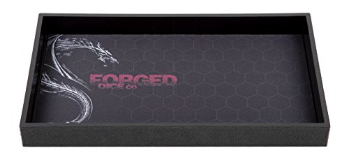 Forged Dice Co. Dice Tray 14" - Double Sided And Removable Neoprene Rolling Dice Mat - For Any Dice Or Board Game, Tabletop Rpgs Like D&D Pathfinder Roleplaying Game Black Tray W/Red/Black Mat #TOP1