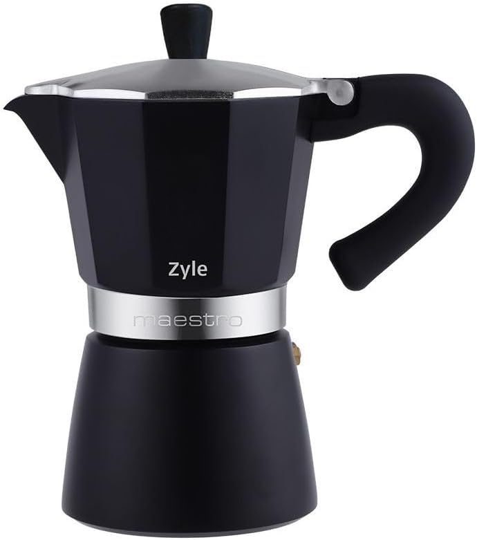 ZYLE Maestro Induction Moka Pot, 6-Cup (240 ml), Aluminum and Stainless Steel, Stovetop Espresso Maker, Classic Italian Style, for Espresso, Flat Whites and Cappuccinos