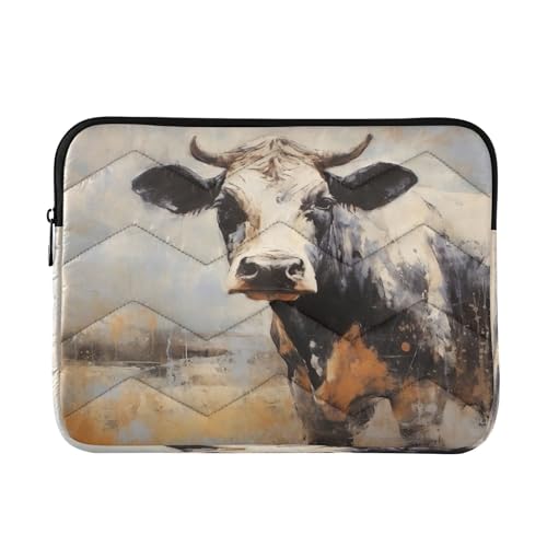 Funda para portátil 13-14 pulgadas estampado vaca impermeable miniatura 1