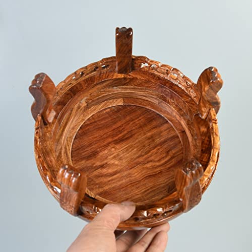 Houten Vaas Aquarium Bloem Bonsai Basis Palissander Houtsnijwerk Hoge Basis Ronde Aquarium Vaas Basis Woondecoratie Ornamenten Display Stand Basis (Size : A) () - Afbeelding 5
