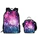 HUGS IDEA Zaino da spalla di modo dei bambini con il sacchetto termico del pranzo per gli sport della scuola di viaggio, Nebulosa Galaxy, 17 inch (2PCS Set), Organizer per borse