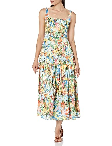 Aidan by Aidan Mattox Women's FIT and Flare Printed T-Dress, Coral Multi