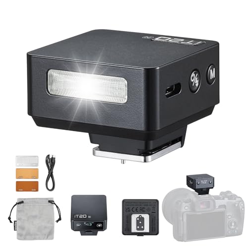 GODOX iT20 N iT20-N Mini Flash for Nikon, TTL Camera Flash for Nikon, Built-in 300mAh Battery, 700 Full Power Flashes, 1.5s Recycle Time, with Magnetic Spreader & Color Filter(Black)