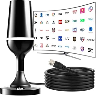 TV Antenna Indoor, 2026 Upgraded HD Antenna for Smart TV, Long Range 360° Reception Digital Antenna with Strong Magnetic Base for Local Channels Support 4K 1080p