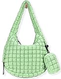 GASSDA Puffer Tote Bag for Women Large Quilted Puffy Lightweight Carryall Crossbody Tote Bag for Women (green)