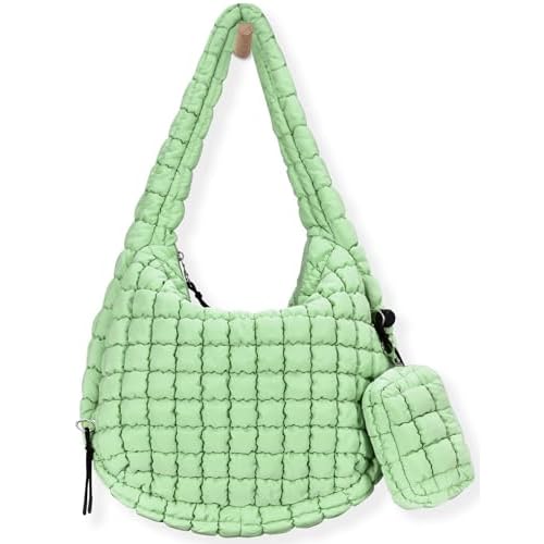 Puffer Tote Bag for Women Large Quilted Puffy Lightweight Carryall Crossbody Tote Bag for Women