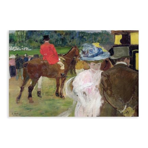 DUYIGCR Leon Georges Carre,At The Races at Auteuil Canvas Poster Bedroom Sports Landscape Office Room Decor Gift Unframe 20" L X 30" W