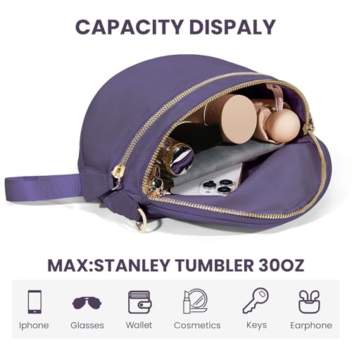 Image of hibear Checkered Crossbody Bag Spacious Bum Bags for Women Nylon Crossbody Fanny Packs Checkered Purse Belt Wallet